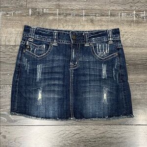 Rock & Roll Cowgirl Distressed Blue Mini Skirt Size Small